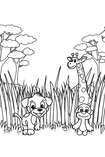 A coloring page of Puppy Safari Adventure Coloring Page