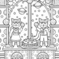 Gabby’s Cosmic Cat Café Coloring Page