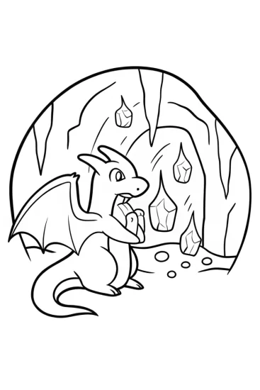 A coloring page of Charizard’s Mystic Lava Cave Adventure Coloring Page