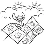 Stitch’s whimsical quilt journey coloring page