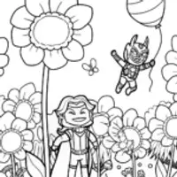 Avengers in a Magical Flower Field Coloring Page