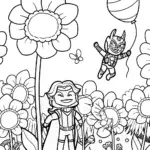 Avengers in a Magical Flower Field Coloring Page