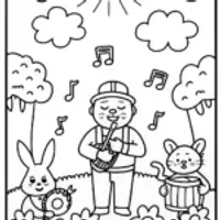 Blippi’s Magical Music Garden Coloring Page