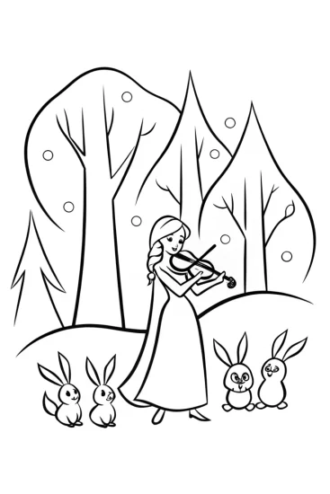 A coloring page of Elsa’s Enchanted Ice Concert Coloring Page