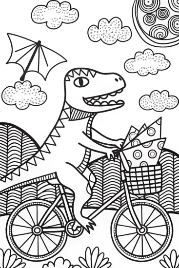 A coloring page of Dino Delivery Service Coloring Page