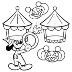 Mickey Mouse Halloween Carnival Coloring Page