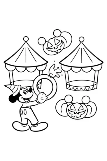 A coloring page of Mickey Mouse Halloween Carnival Coloring Page