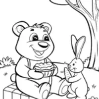 Whimsical Woodland Picnic Coloring Page