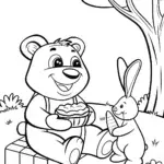 Whimsical Woodland Picnic Coloring Page