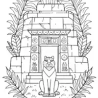 Black Panther in the Ancient Ruins Coloring Page