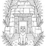 Black Panther in the Ancient Ruins Coloring Page
