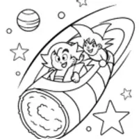 Goku’s Galactic Sushi Party Coloring Page