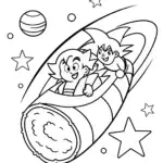 Goku’s Galactic Sushi Party Coloring Page