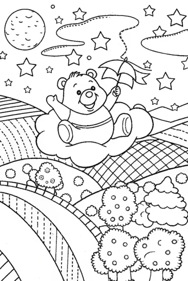 A coloring page of Care Bear’s Cloudy Adventure Coloring Page