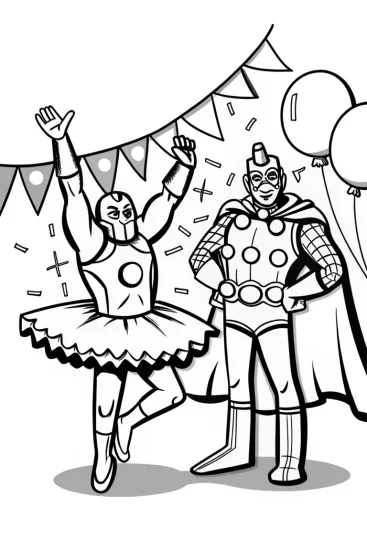 A coloring page of Avengers Costume Clash Coloring Page