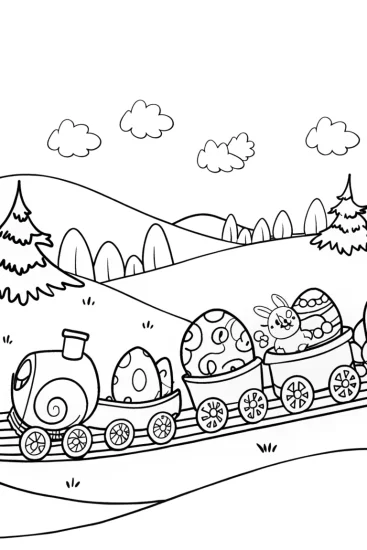 A coloring page of Easter Egg Express Coloring Page
