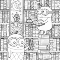 Minions in the Enchanted Library Coloring Page