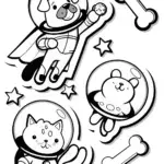 Superhero Dog and Cat Space Adventure Coloring Page