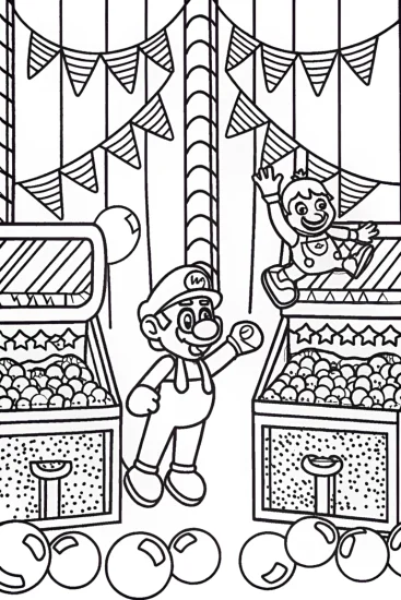 A coloring page of Mario and Luigi’s Festival of Fun Coloring Page