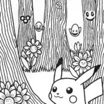 Pikachu’s Enchanted Forest Adventure Coloring Page