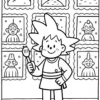 Goku’s Cosmic Art Gallery Coloring Page