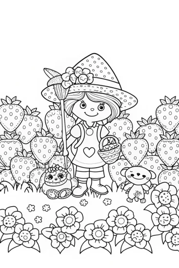 A coloring page of Strawberry Shortcake’s Berry Adventure Coloring Page
