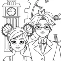 The Time-Traveling Anime Duo Coloring Page