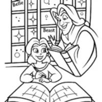 Belle and Beast Magical Story Coloring Page