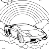 Lamborghini Adventure in the Clouds Coloring Page