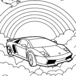 Lamborghini Adventure in the Clouds Coloring Page