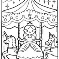Princess of the Enchanted Carousel Coloring Page
