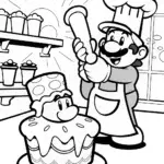 Mario’s Cake Decorating Challenge Coloring Page