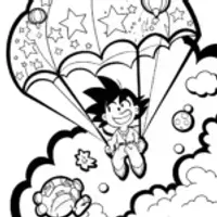 Goku’s Cosmic Skydive Adventure Coloring Page