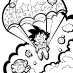 Goku’s Cosmic Skydive Adventure Coloring Page