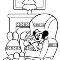 Mickey Mouse Christmas Reading Coloring Page