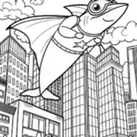 Superhero Shark Soaring City