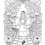 Alice in the Garden of Riddles Coloring Page