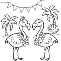 Flamingo Festival in the Enchanted Lagoon Coloring Page