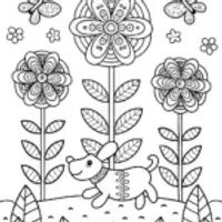 Puppy Adventure in the Garden Coloring Page