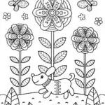 Puppy Adventure in the Garden Coloring Page