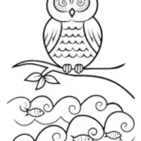 Owl in Waves Coloring Page