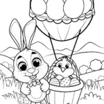 Easter egg balloon ride coloring page