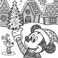 Santa Mickey’s Magical Christmas Eve Coloring Page