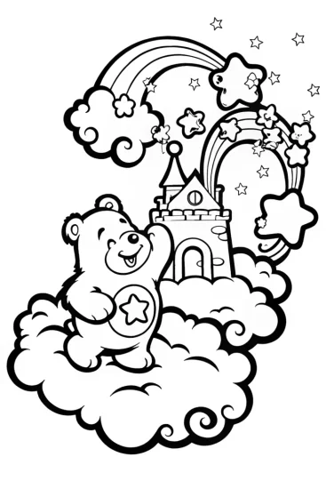A coloring page of Cuddle Bear’s Cloud Castle Adventure Coloring Page
