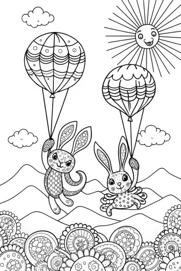 A coloring page of Rainbow Friends’ Joyful Balloon Adventure Coloring Page