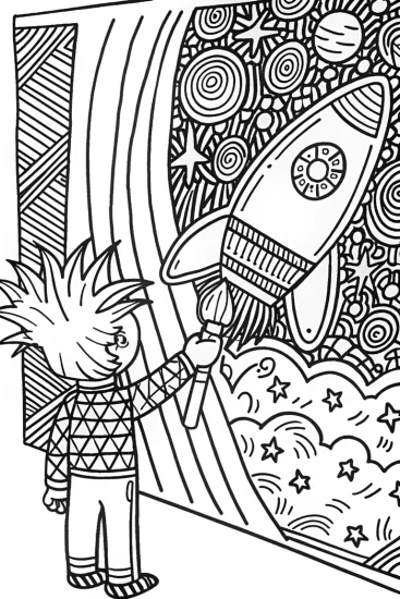 A coloring page of Goku’s Creative Coloring Page
