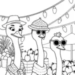 Flamingo Fashionistas at the Market