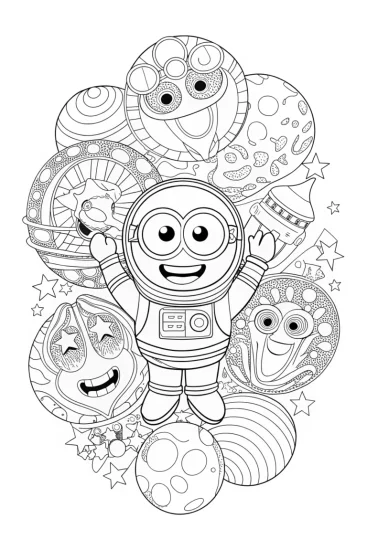 A coloring page of Minion’s Space Adventure Coloring Page