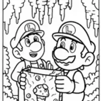 Mario and Luigi: The Great Treasure Hunt Coloring Page