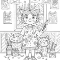 Gabby’s Creative Cat Art Studio Coloring Page